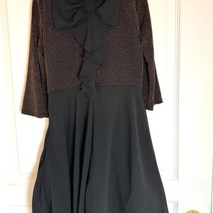 by & by Girls Black Long-Sleeve Ruffle-Front Dress